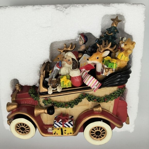 Fitz and Floyd Santa Christmas Car Musical Figurine Vintage Holiday Decor - Picture 11 of 13